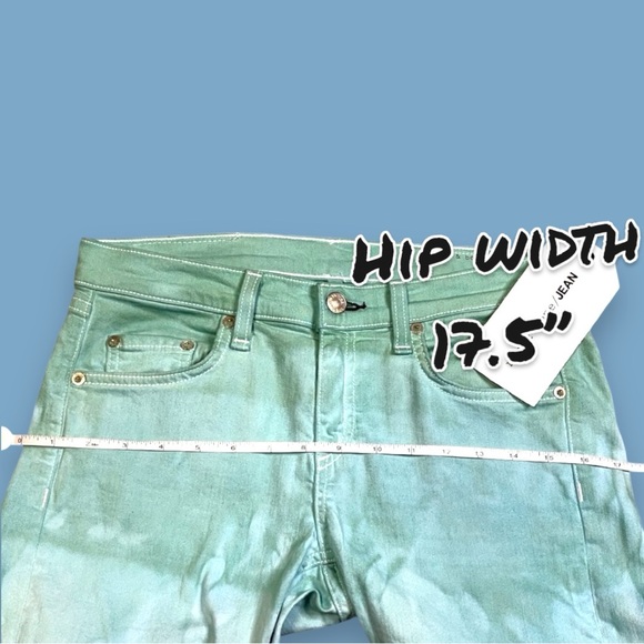 Originally White Slim Boyfriend Style Jeans Ombre Dip Dyed in Sage. Size 26 - Picture 11 of 11
